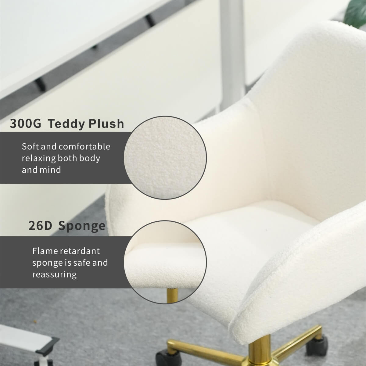 White Swivel Office Chair - Adjustable Height Desk Chair