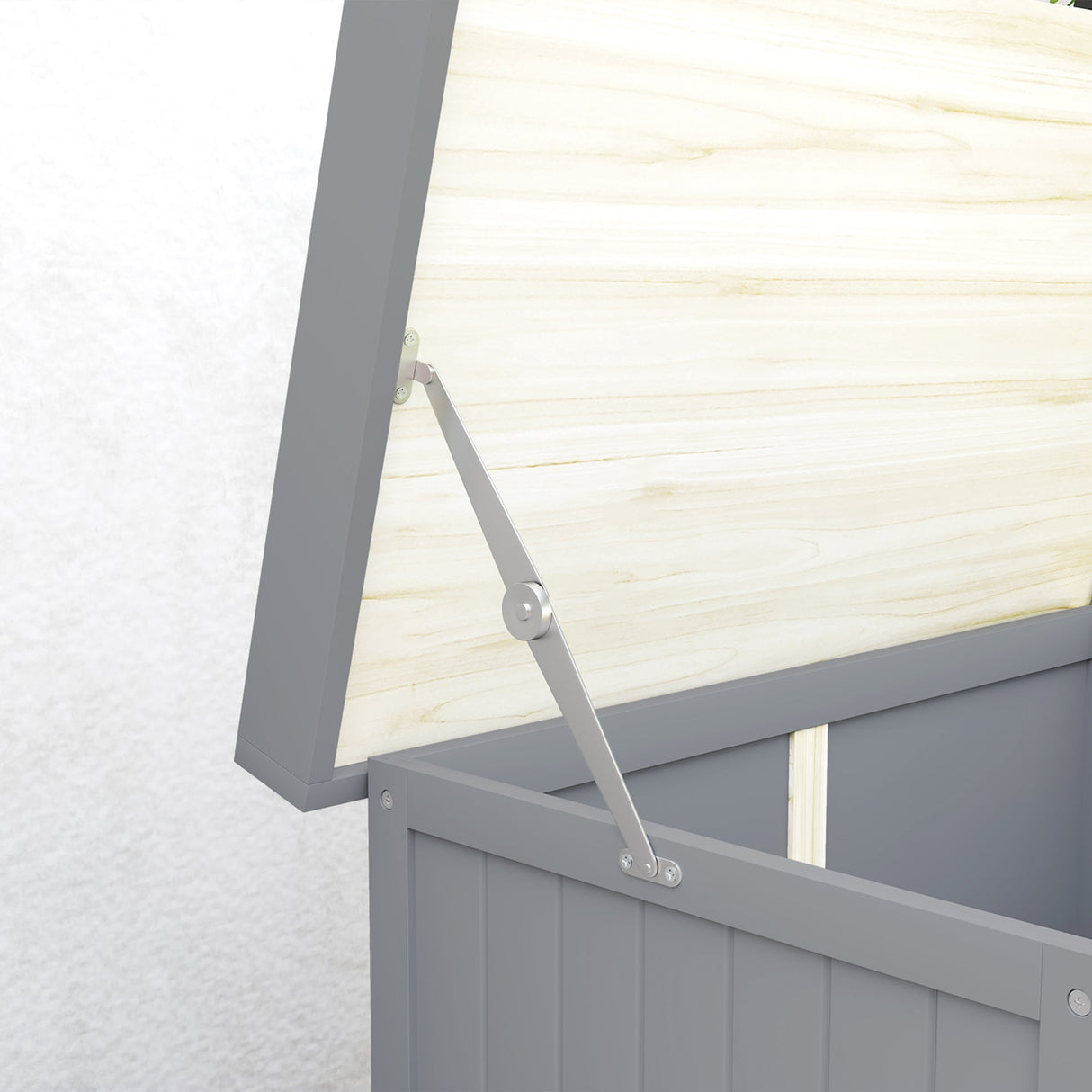 Wooden Garden Shed, Garden Tool Storage Shed with Hinged Roof and Shelf, Grey