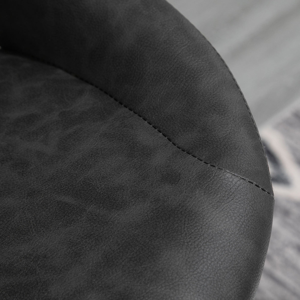 Bar Stools Set of 2, Swivel Adjustable Armless with Back, PU Leather Dark Grey