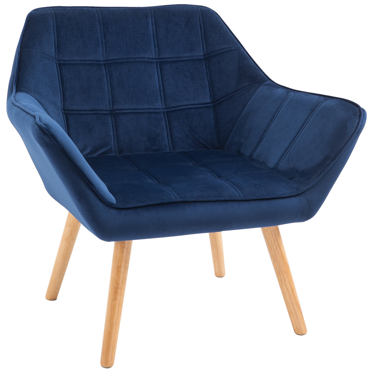 Armchair Accent Chair Wide Arms Slanted Back Blue