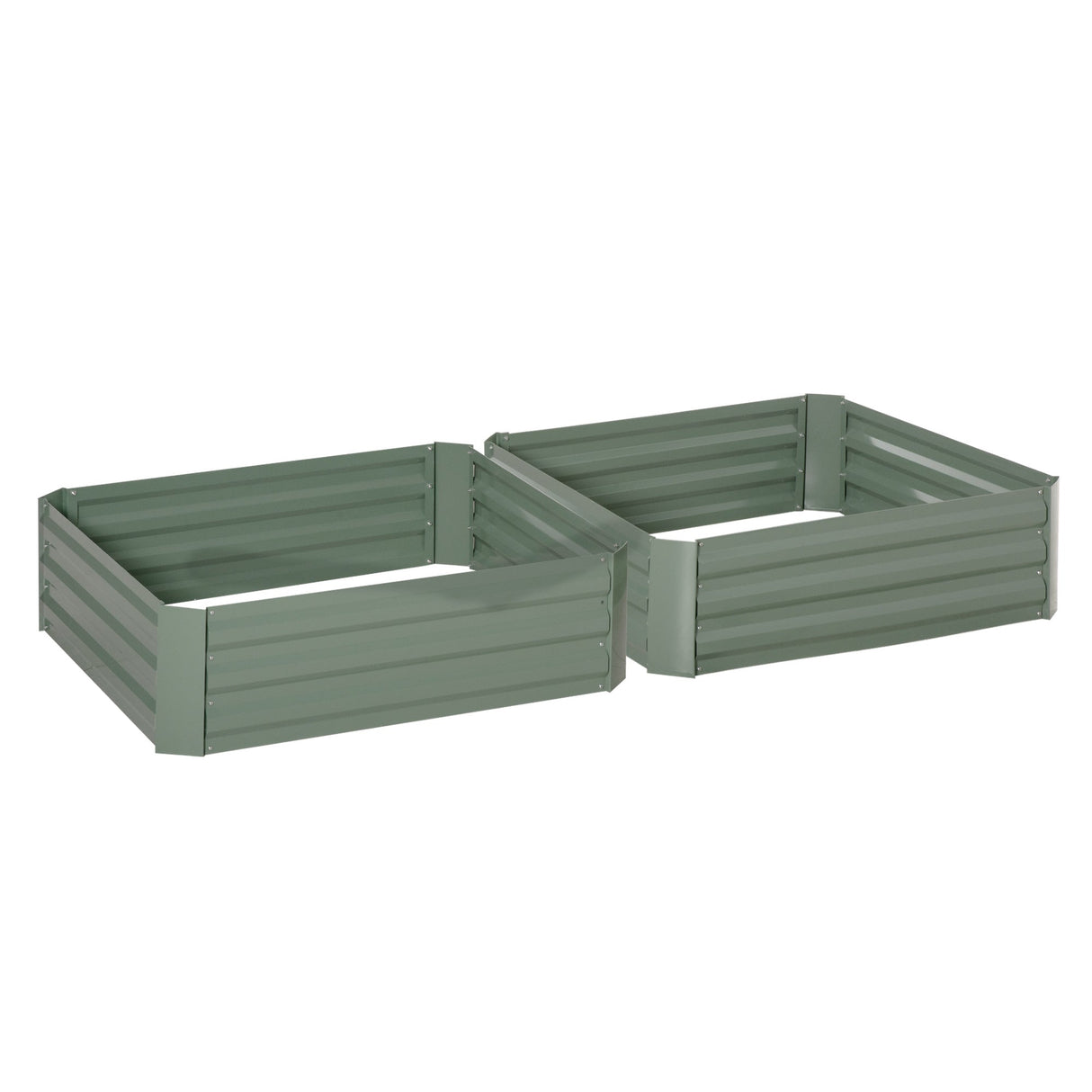 Raised Garden Bed, Set of 2 291L Elevated Galvanised Planter Box for Flowers and Herbs, Green