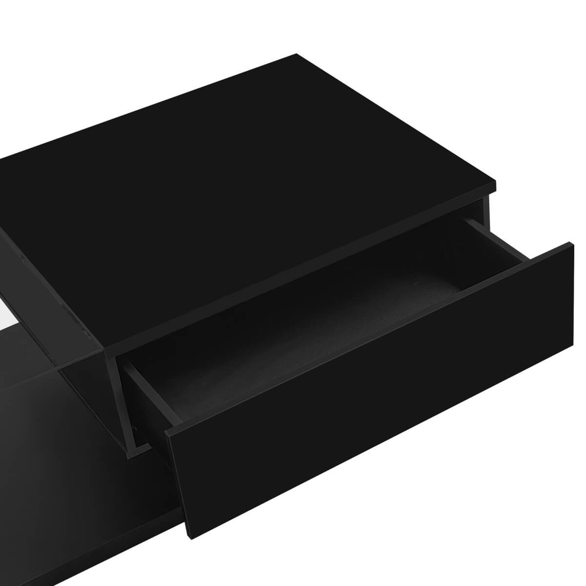 LED Coffee Table - High Gloss Black, Glass Top, Modern Living Room Table