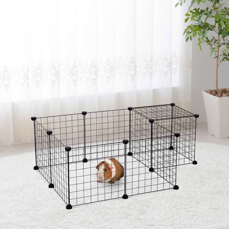 DIY Pet Playpen, 12 Panel Enclosure for Small Animals, Black Metal Wire
