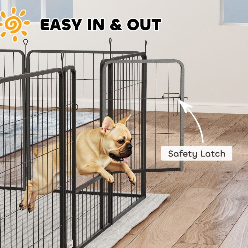 12-Panel Solid Dog Playpen, for Medium Dogs, 80cm High, Black