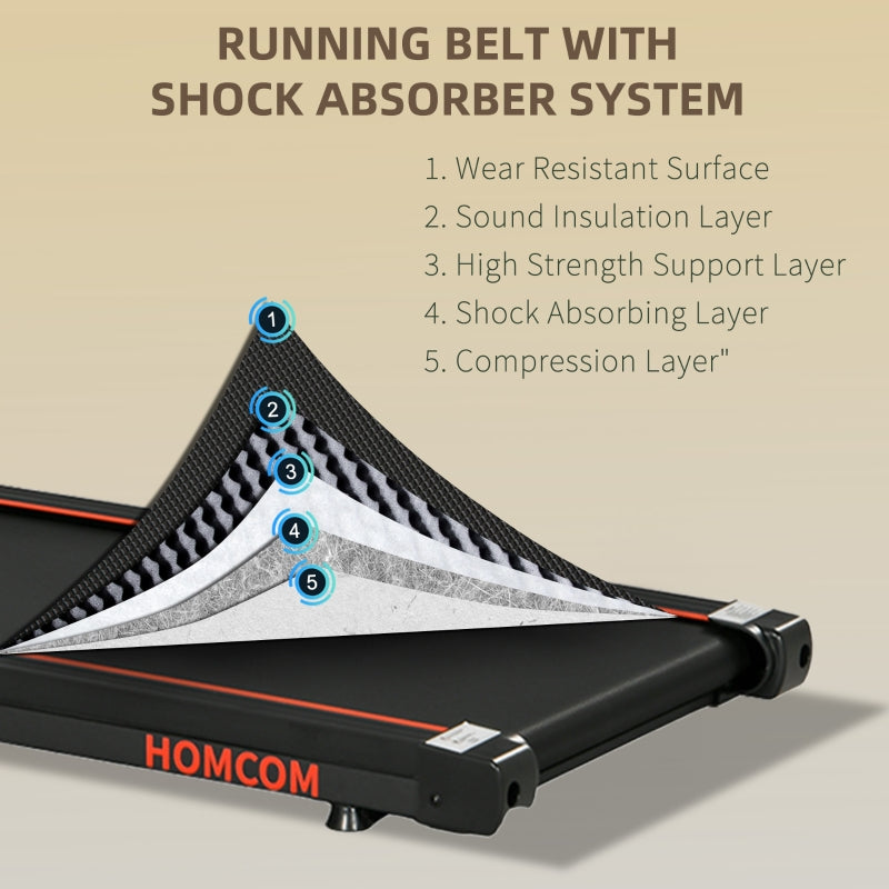 Foldable Walking Treadmill with LED Display and Wheels, Red