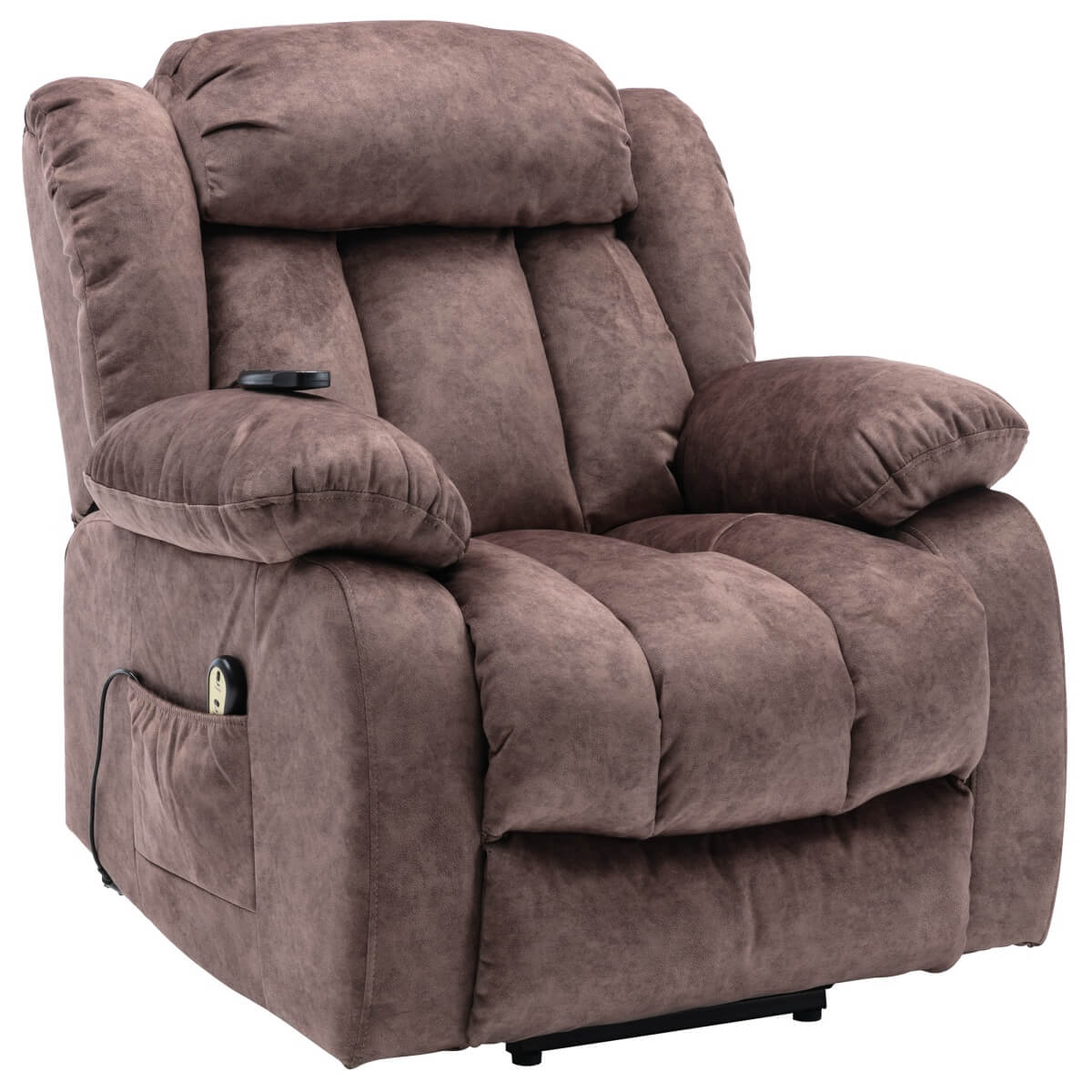 Power Lift Recliner Chair with Heat & Vibration - Overstuffed Fabric Reclining Chair for Elderly