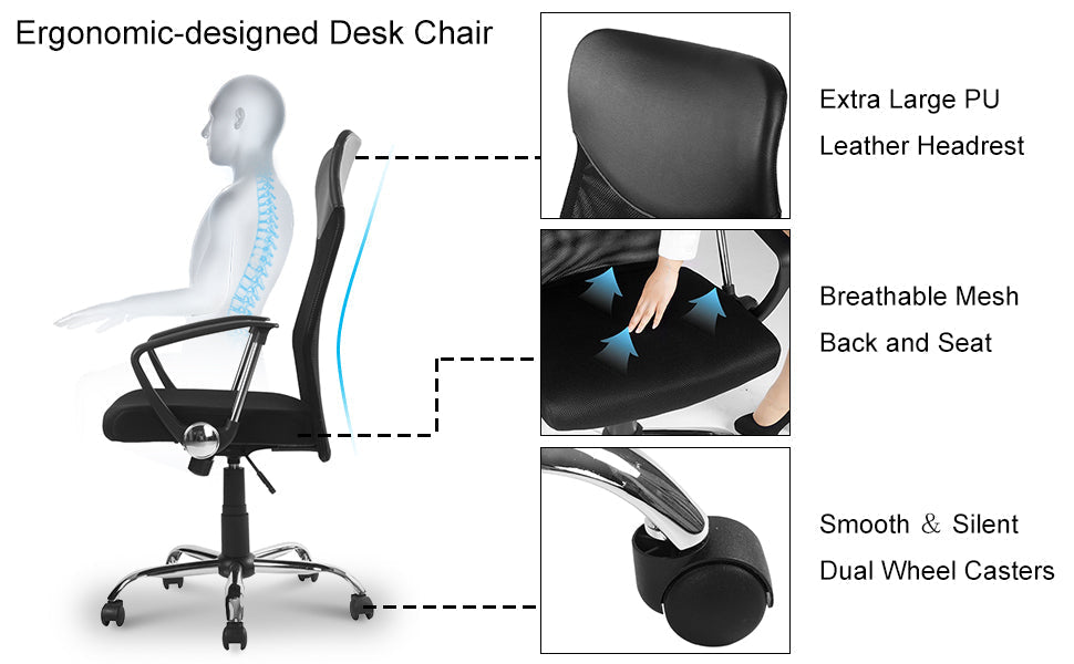 Mesh High Back Executive Multicolour Adjustable Swivel Office Chair, Recline, Mesh Seat(Black 1)