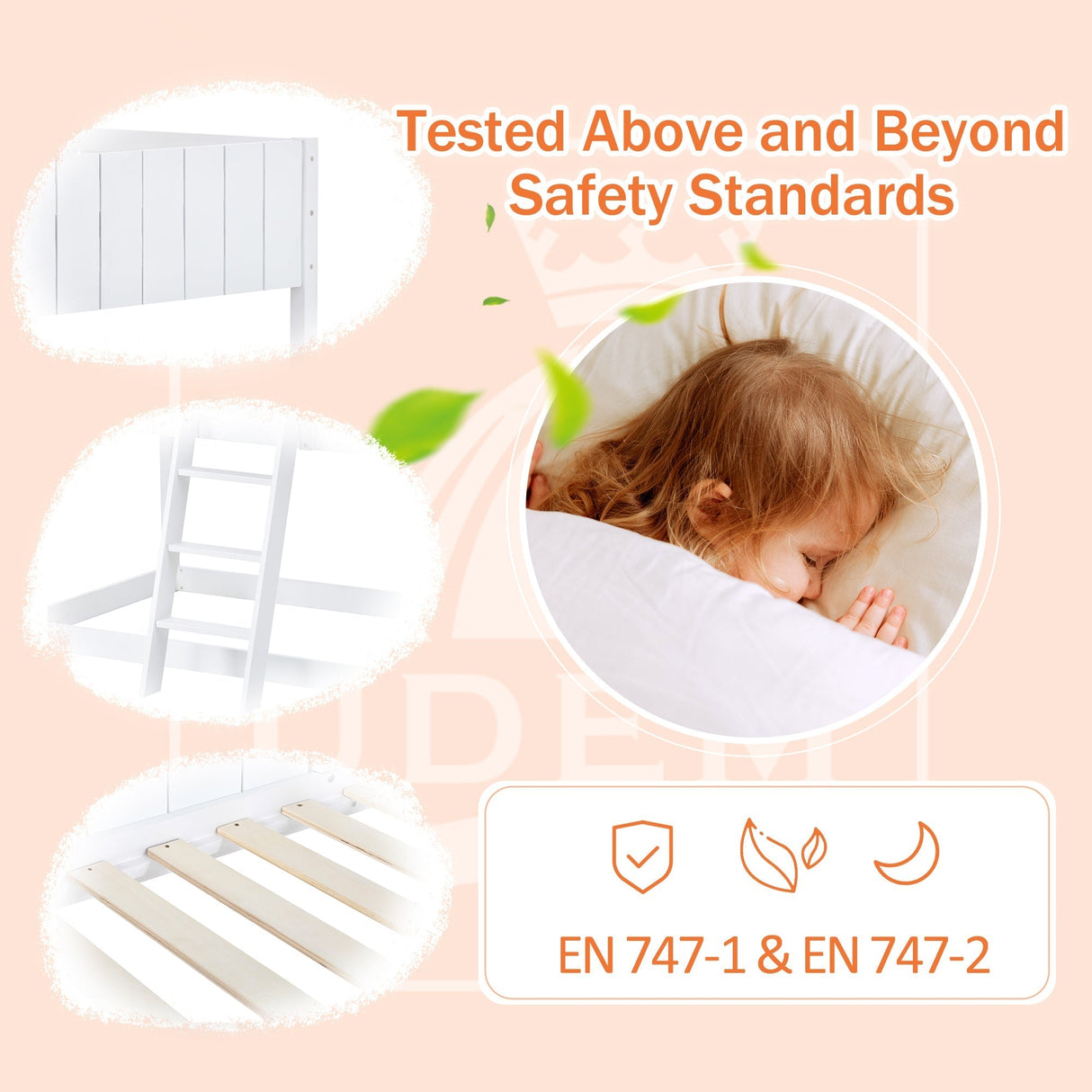 Wooden Bunk Bed with Ladder, Guard Rail & Treehouse Canopy, 3 FT Single, White