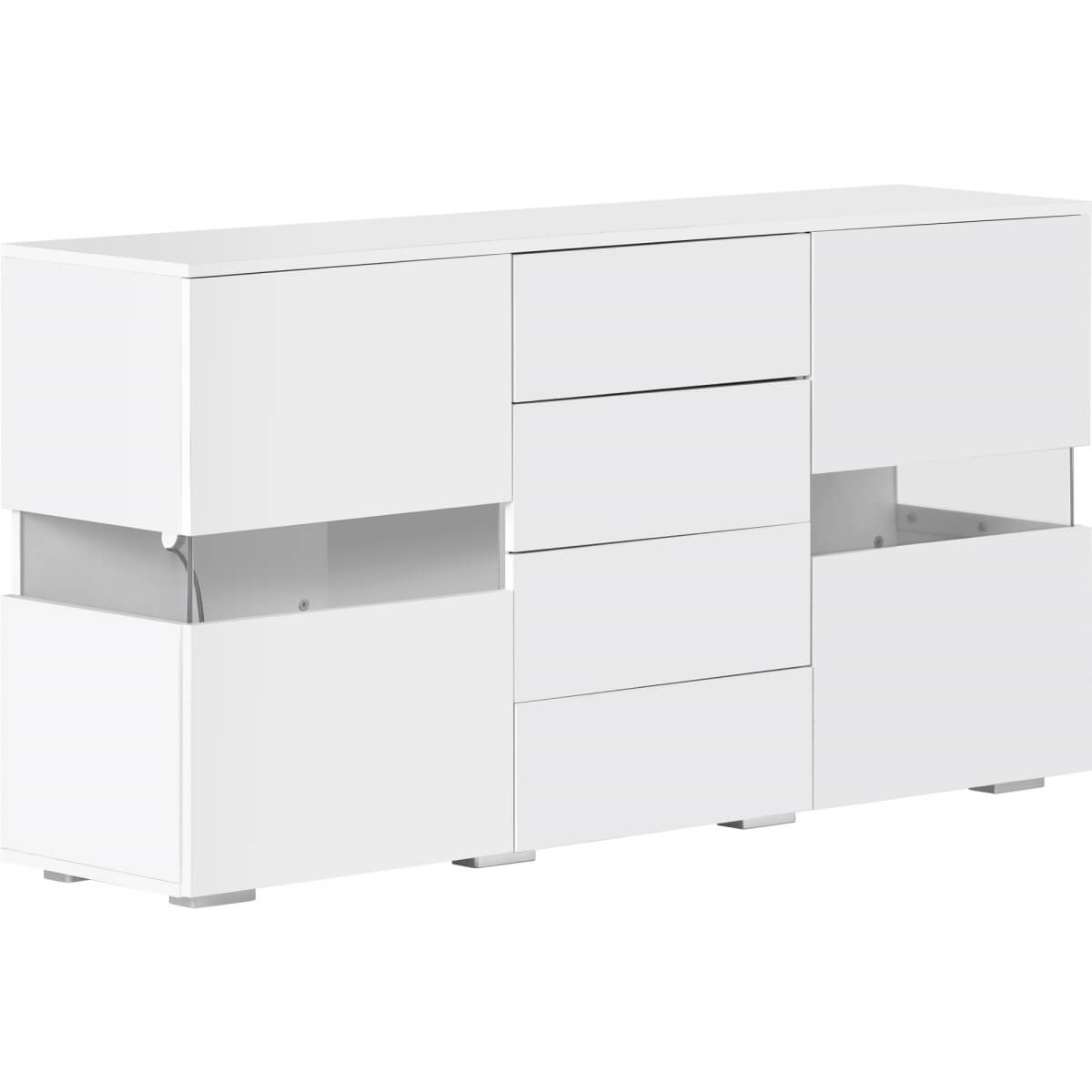 White High Gloss & Matt Sideboard Cabinet — LED Storage Unit for Dining Room & Living Room