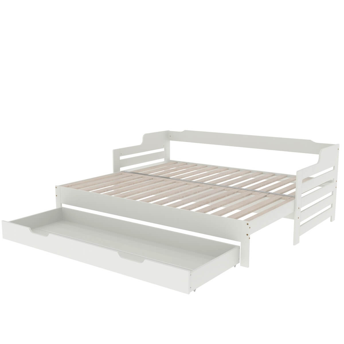 3FT Single Daybed with Trundle & Storage Drawer - Wooden Sofa Bed Frame
