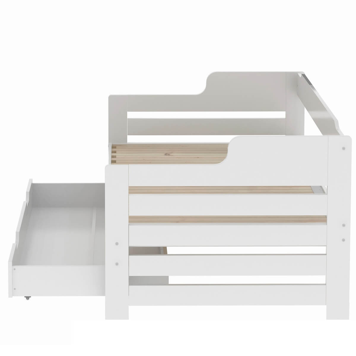 3FT Single Daybed with Trundle & Storage Drawer - Wooden Sofa Bed Frame