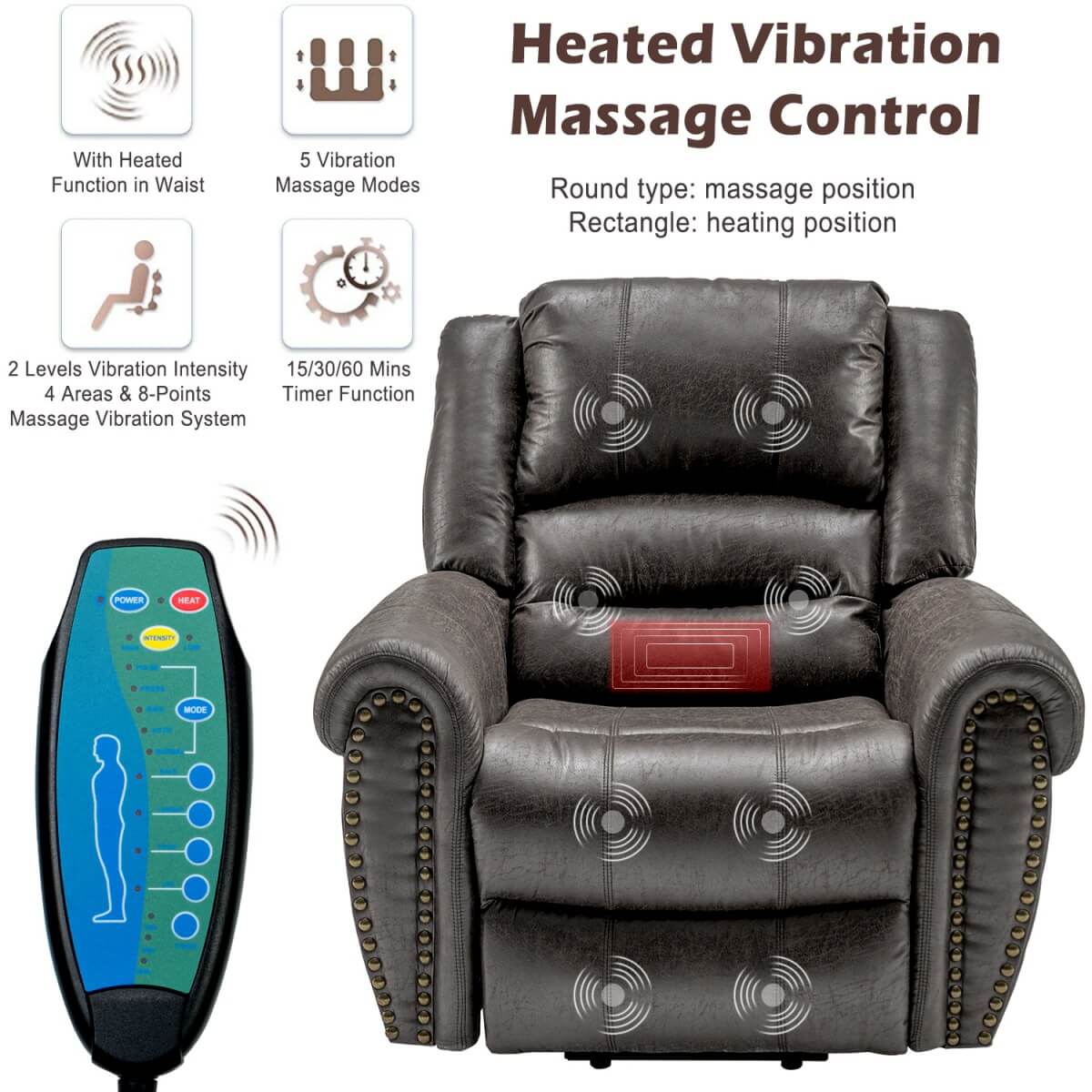 Heavy Duty Power Lift Recliner – Electric Massage and Heat Chair with USB Port for Elderly