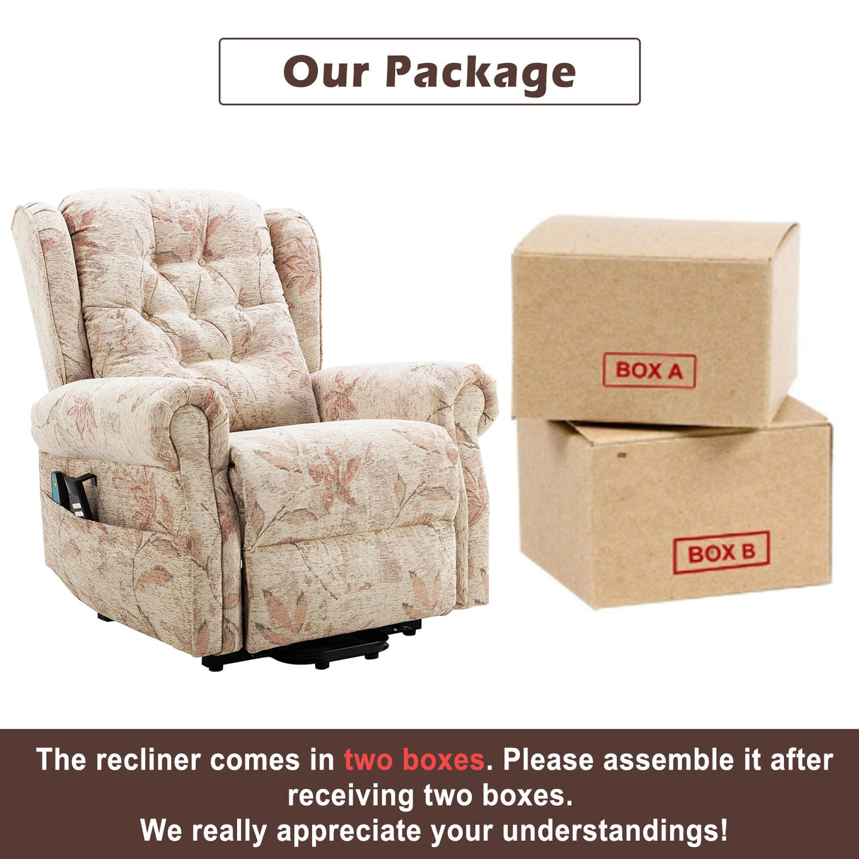 Dual Motor Lift Chair Recliner, Electric Power, Heat Massage, for Elderly, Sofa