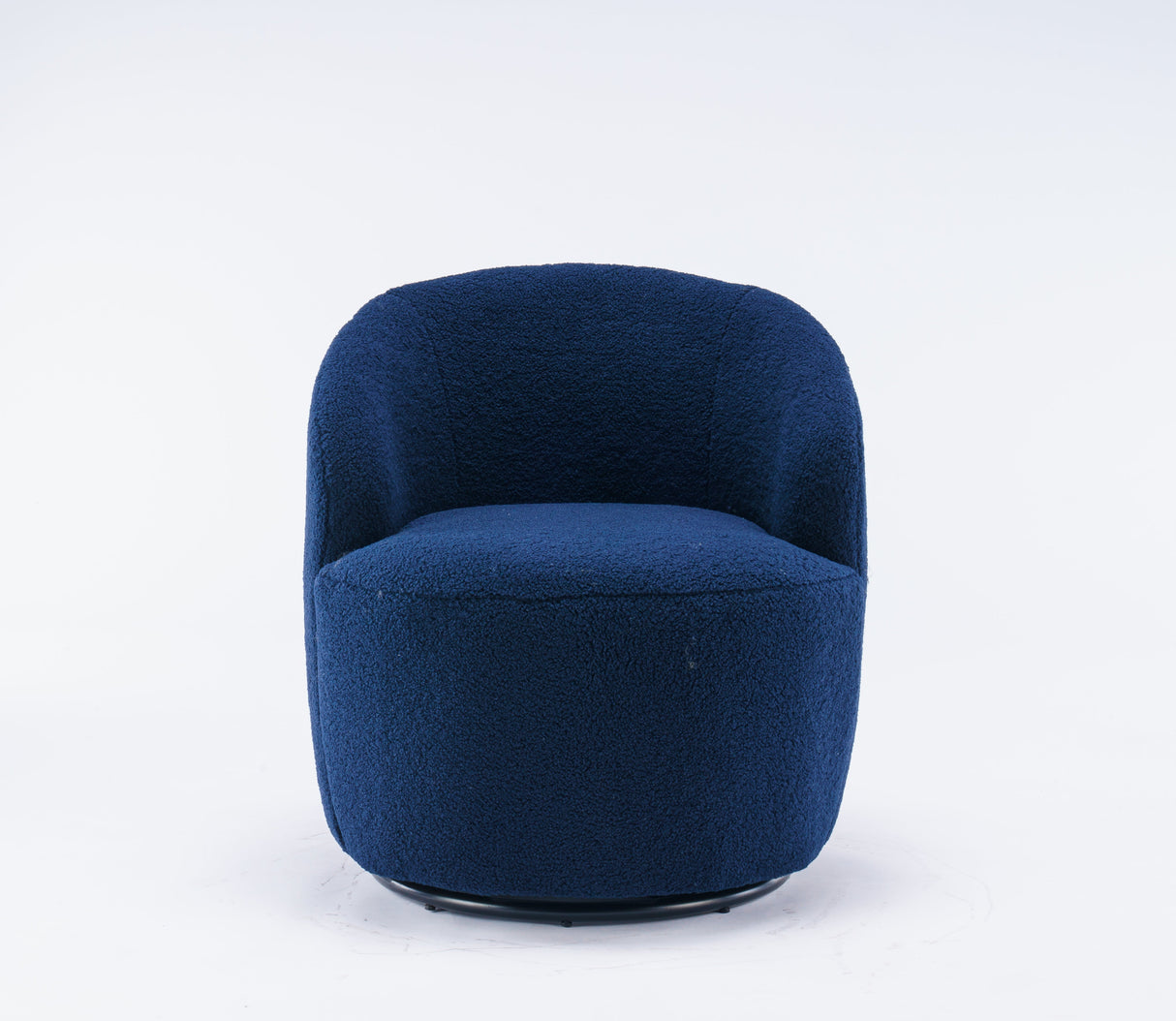 Teddy Fabric Swivel Accent Armchair Barrel Chair With Black Powder Coating Metal Ring, Blue
