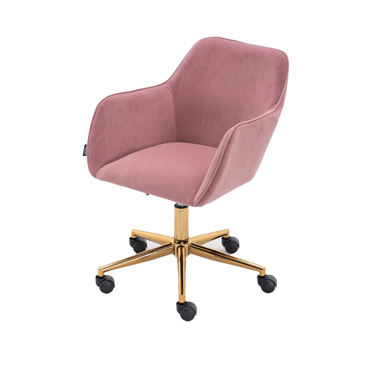 New Velvet Fabric Material Adjustable Height Swivel Home Office Chair For Indoor Office With Gold Legs, Pink