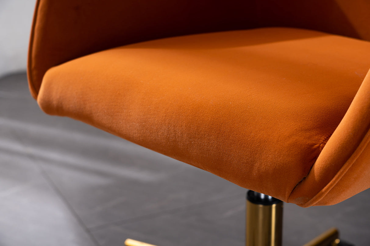 New Velvet Fabric Adjustable Height Swivel Home Office Chair, Orange