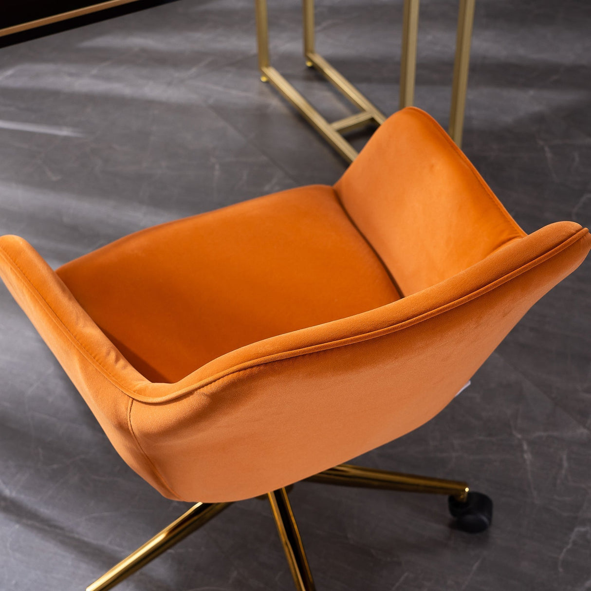 New Velvet Fabric Adjustable Height Swivel Home Office Chair, Orange