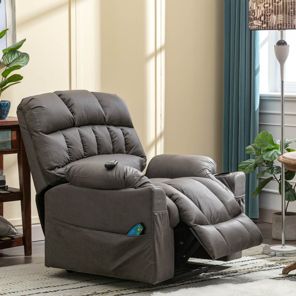 Electric Lift Recliner Chair for Elderly - Massage Chair with Cup Holders, Single Sofa