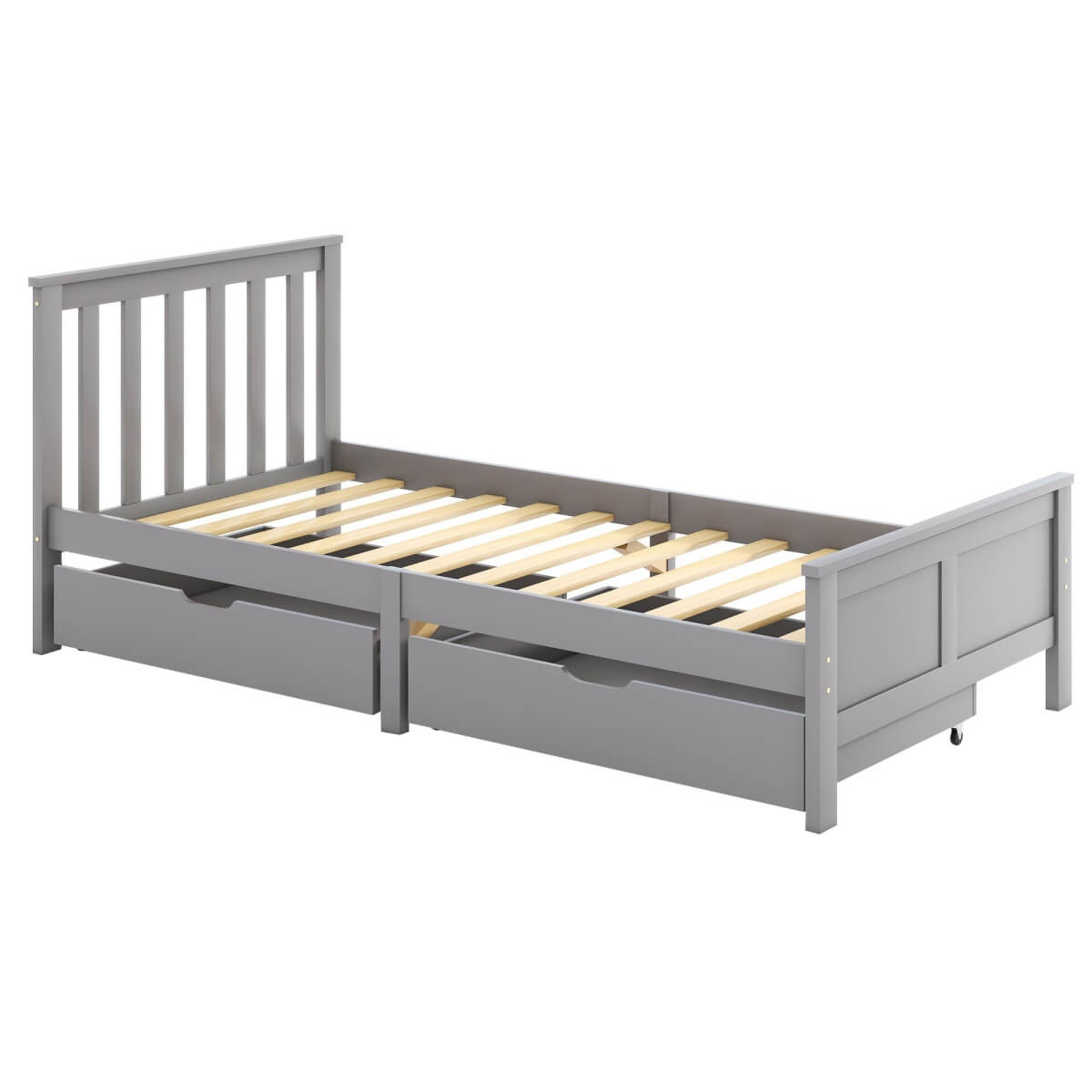 3ft Single Solid Pine Storage Bed Frame with Drawers - Wooden Bed, Grey
