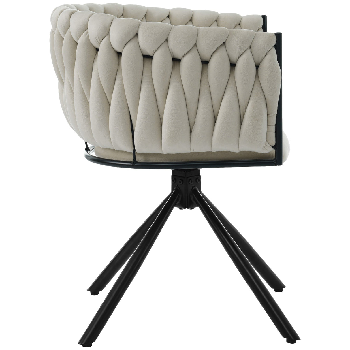 Set of 6 Velvet Dining Chair, Swivel Leisure Chair with Four Metal Support Legs, Beige