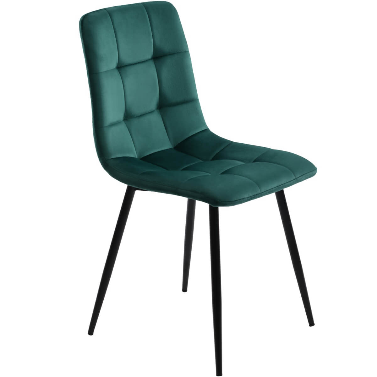 4-Piece Dark Green Velvet Dining Chairs – Upholstered Backrest, Metal Frame