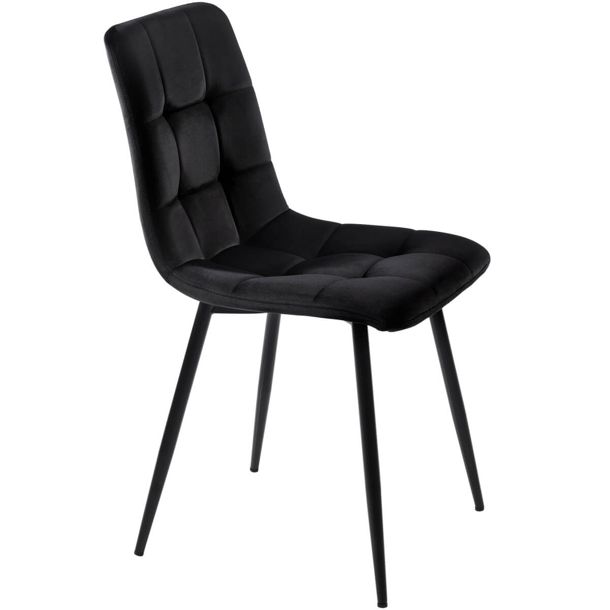 4-Piece Black Velvet Dining Chairs – Upholstered Backrest, Metal Frame