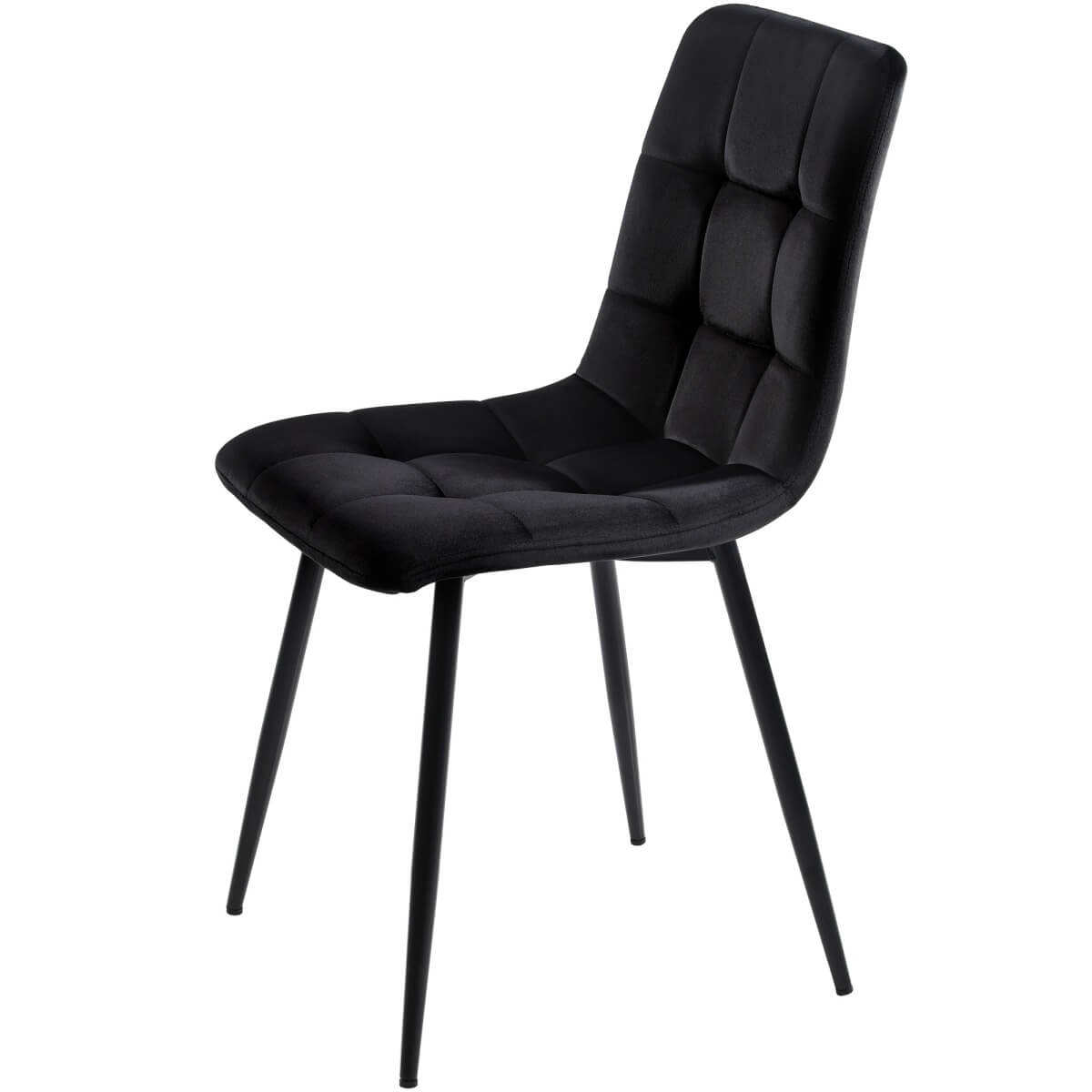 4-Piece Black Velvet Dining Chairs – Upholstered Backrest, Metal Frame