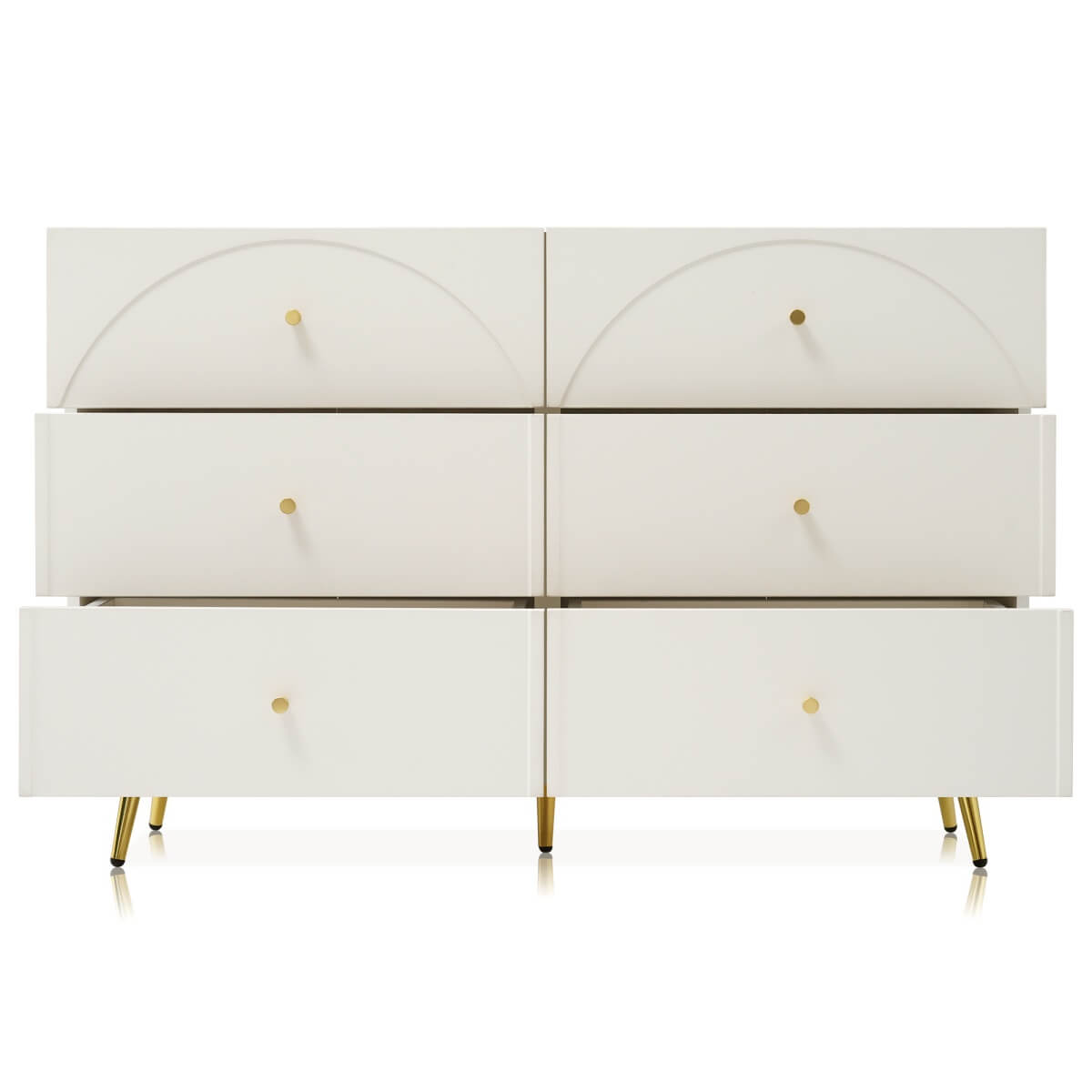 6-Drawer Chest of Drawers - Spacious Bedroom Storage Unit, Cream White