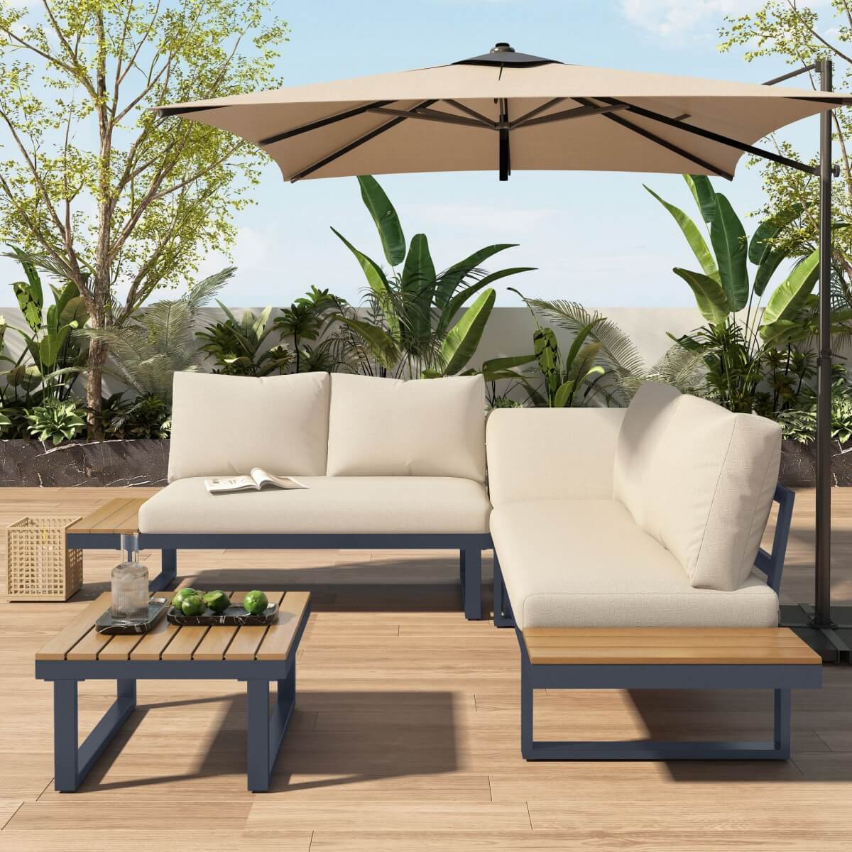 4–5 Seater Garden Lounge Set – 4-Piece Outdoor Patio Furniture with Adjustable Seating