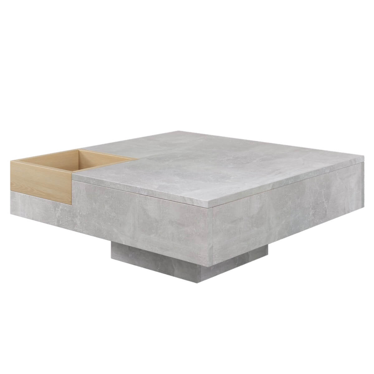 Coffee Table with Removable Storage – Living Room Side Table, Concrete Grey & Wood