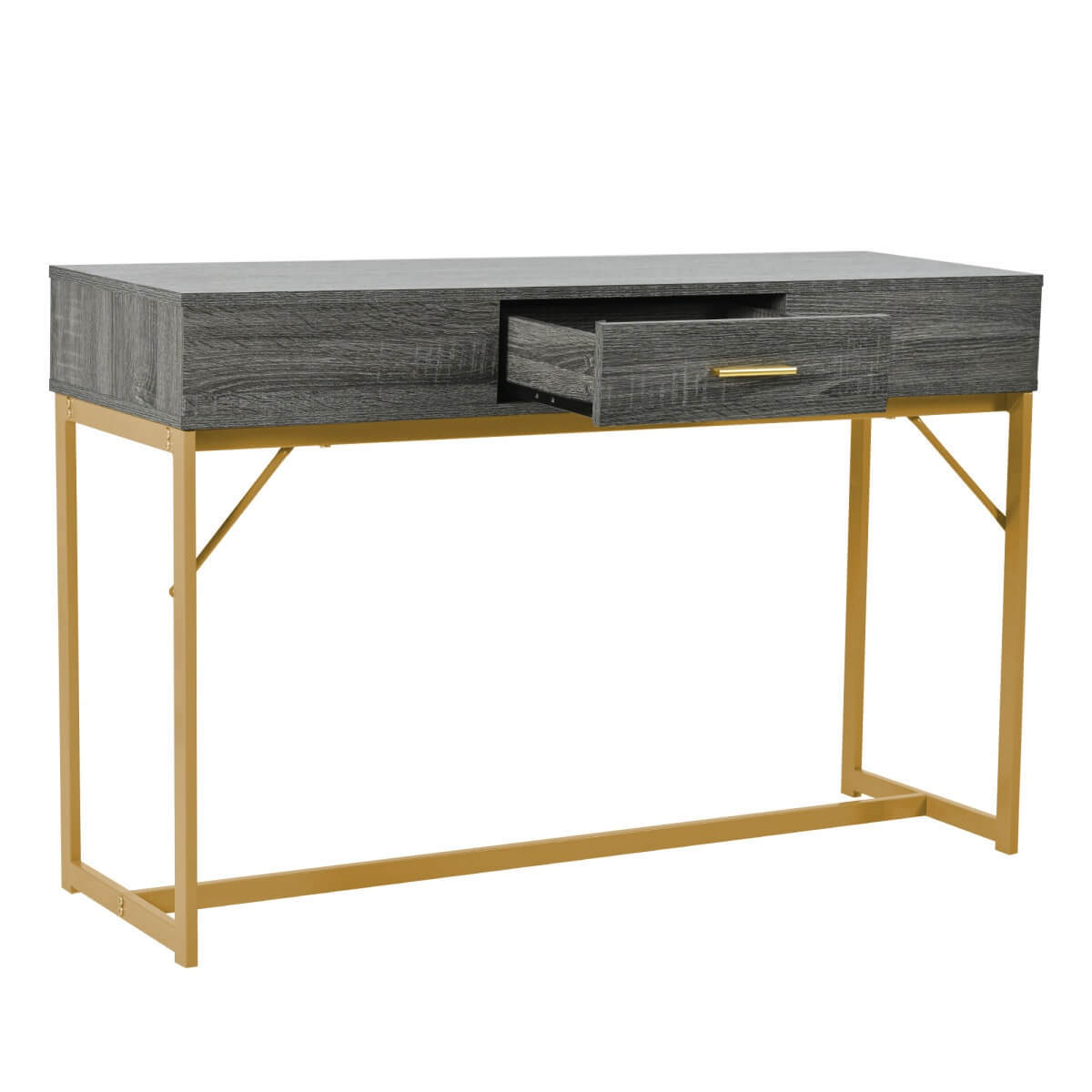 Grey & Gold Console Table with Drawer – Modern Luxury Hallway Table