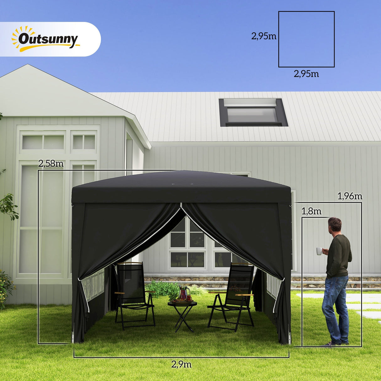 Pop Up Gazebo 3x3m Water & UV Resistant Black
