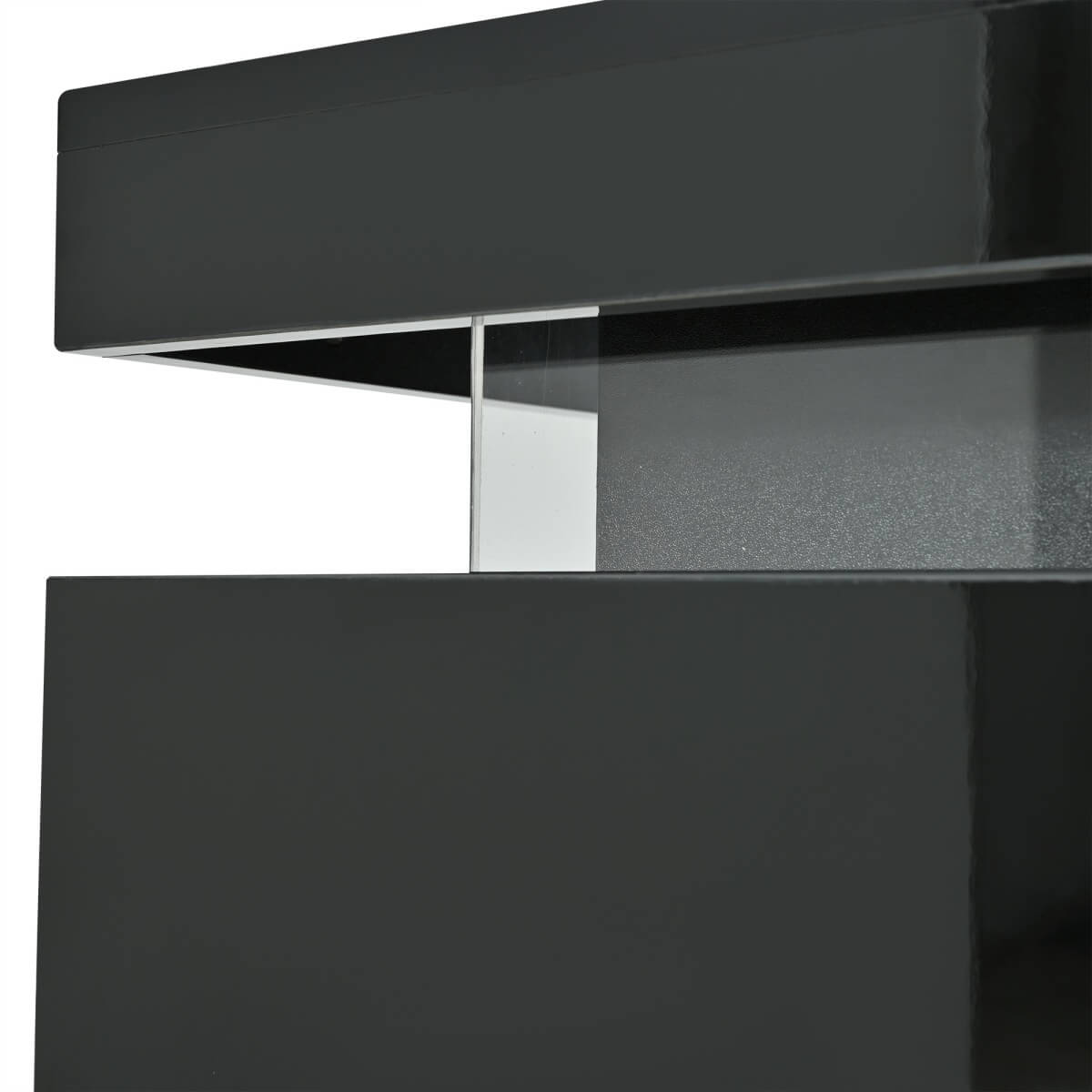 LED Sideboard - High Gloss Cabinet with 2 Doors and 3 Drawers, Black