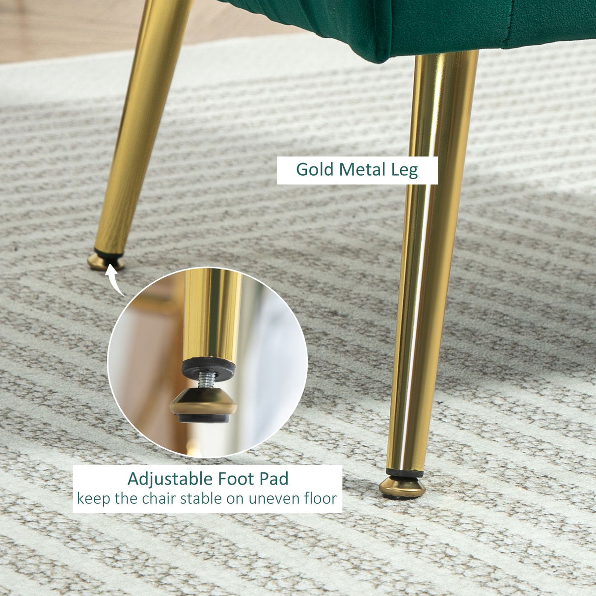 Velvet-Feel Accent Chair with Shell Back - Green