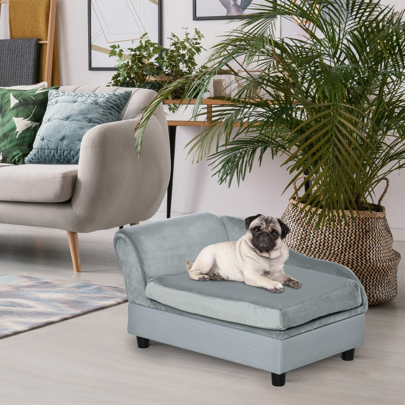 Pet Sofa Chair, with Storage & Cushion, Light Grey