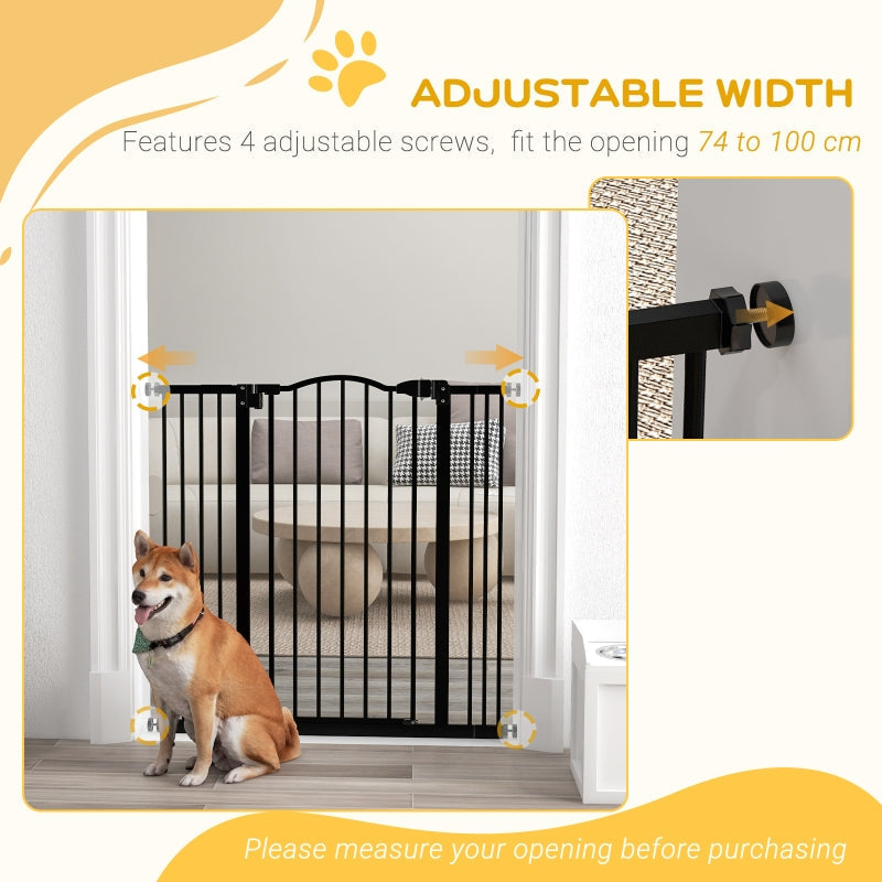 Pressure Fit Dog Stair Gate, Auto Close Adjustable 74-100cm, Black