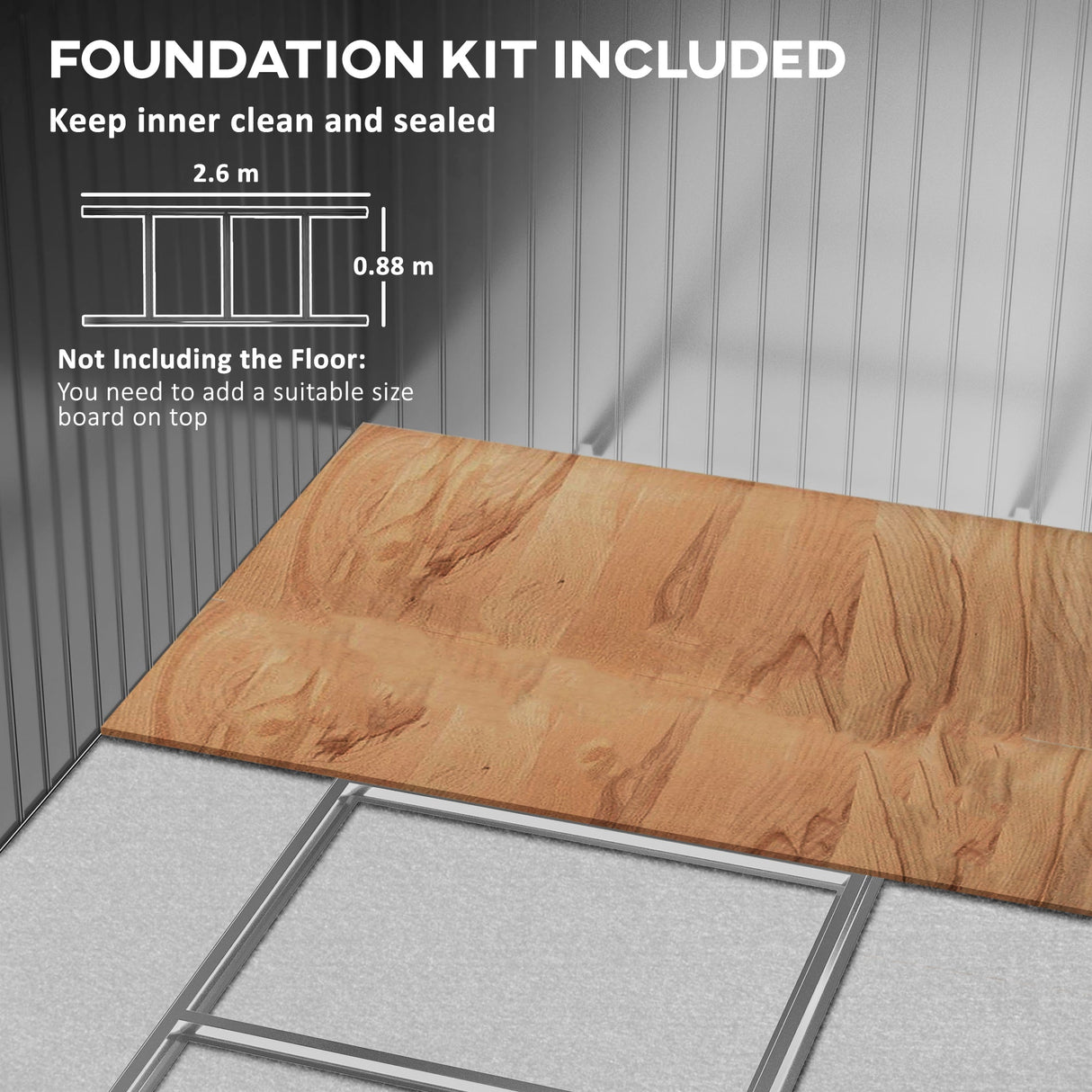 Metal Garden Shed with Ventilation, Foundation Kit & Lockable Double Doors, Brown