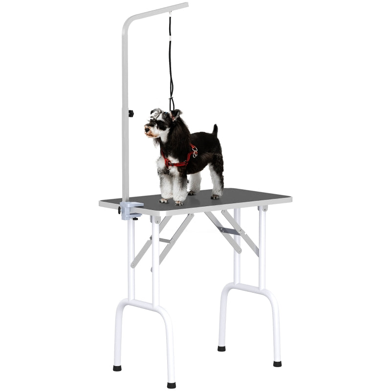Dog Grooming Table 32" Foldable Adjustable Fixed Arm, Black