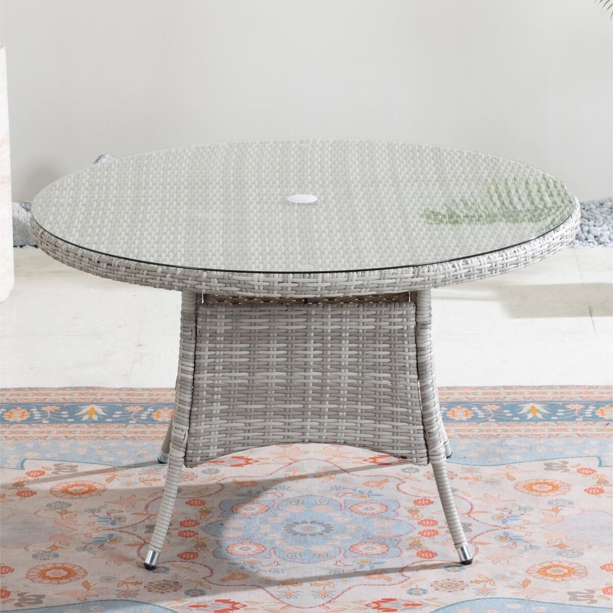 4 Seater Round Rattan Outdoor Dining Table - Garden Patio Dining Table