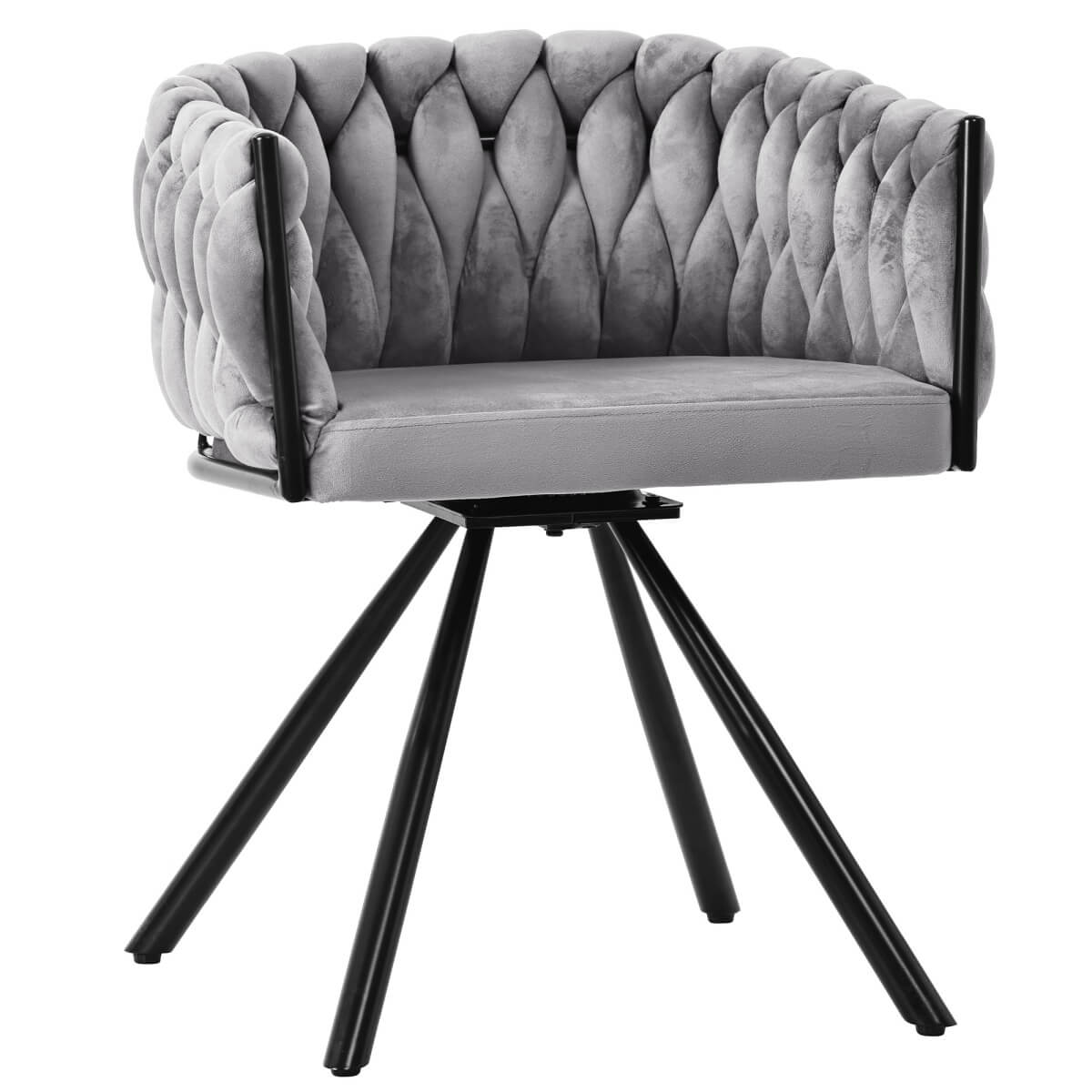 Set of 4 Velvet Swivel Dining Chairs - Luxury Accent Chairs with Metal Legs, Grey