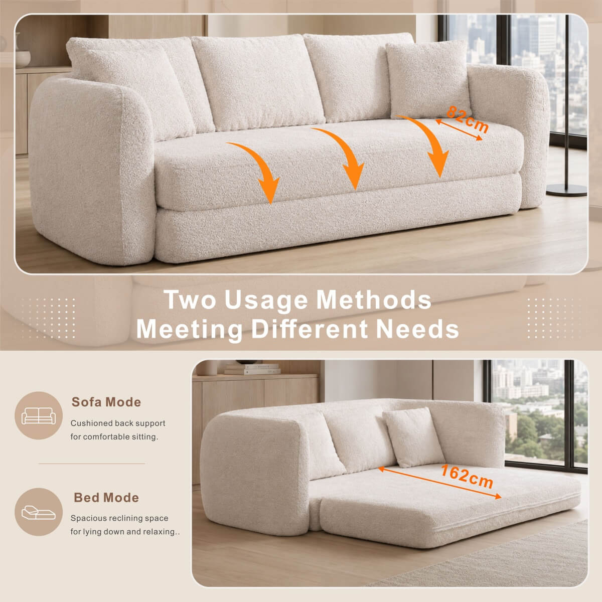 SOFTY Compressed Pull-Out Sofa Bed - Beige