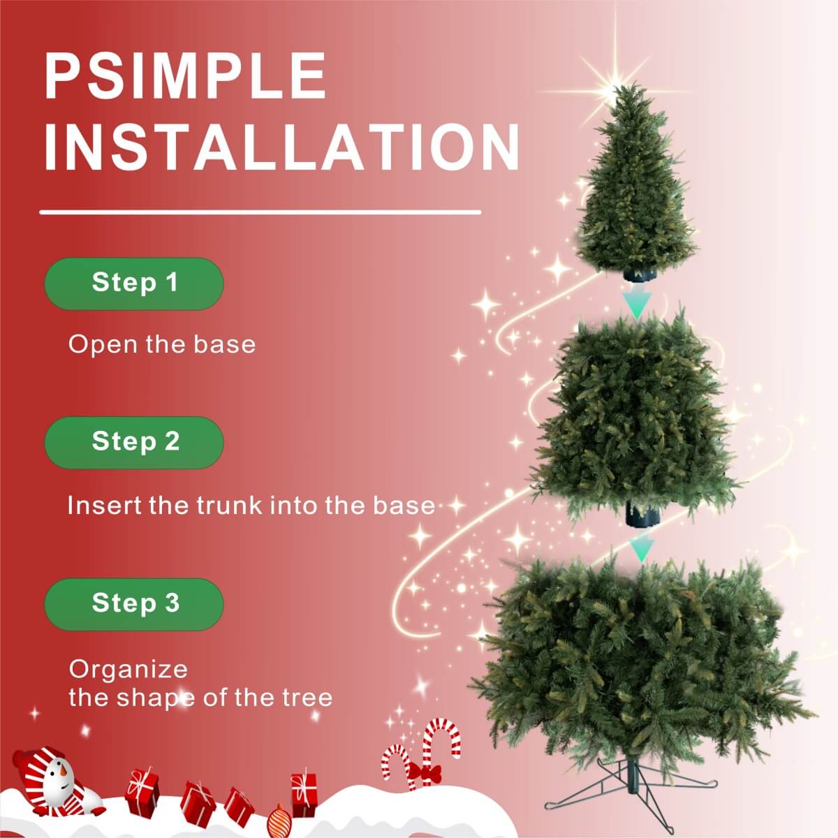 Pre-Lit Artificial Christmas Tree - Realistic Full Green Xmas Tree with LED Lights for Indoor Home Decoration
