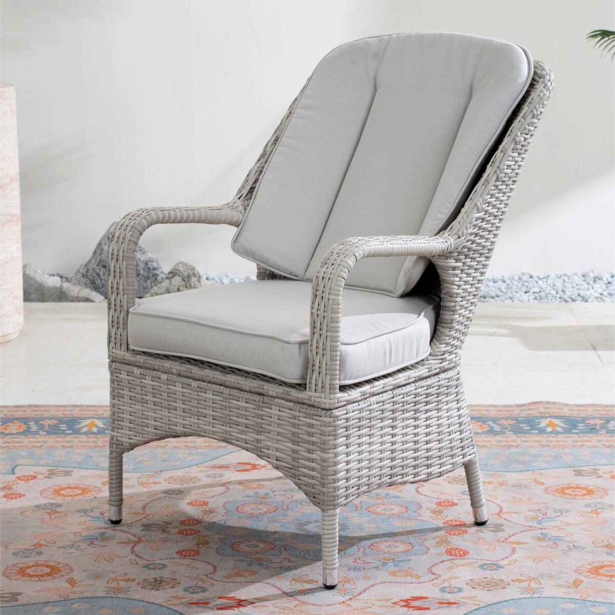 Set of 2 Rattan Garden Dining Chairs - Aluminium Frame, Outdoor Armchairs