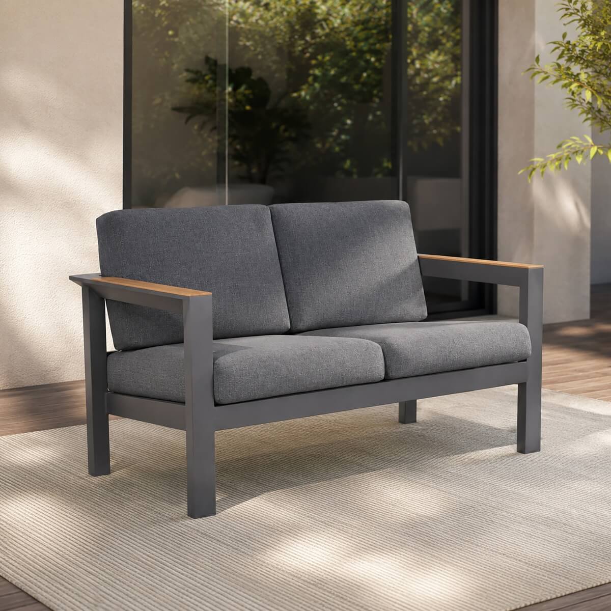 ARVE 2-Seater Outdoor Sofa – Modern Aluminium Garden Sofa · Premium Comfort