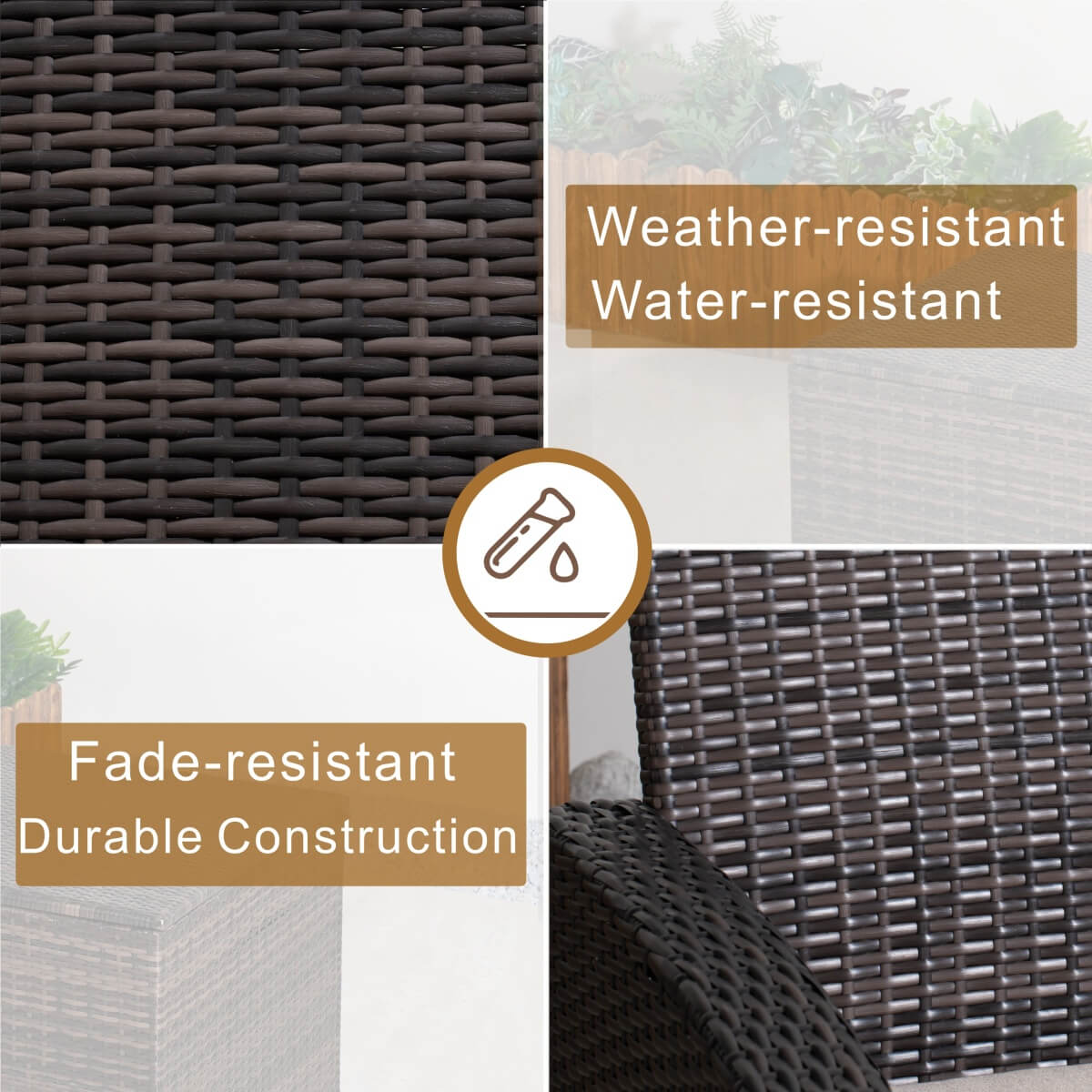 7 Seater Outdoor Garden Lounge Set – Rattan Sofa with Coffee Table and Side Table Featuring Built-In Storage