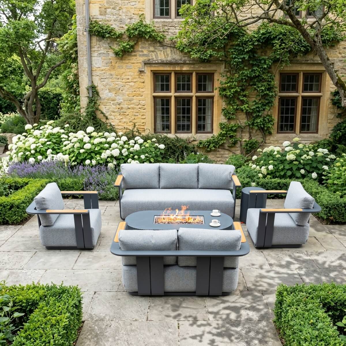 VAREL 5-Piece Sofa Set with LYRIN Fire Pit Table (Full Set)