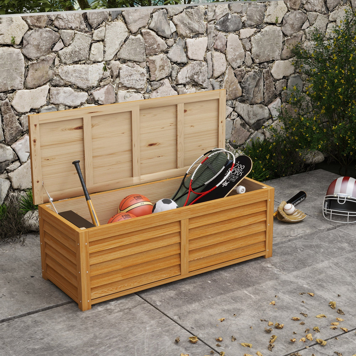 292L Outdoor Storage Box, Deck Box Garden Storage Container, Light Brown