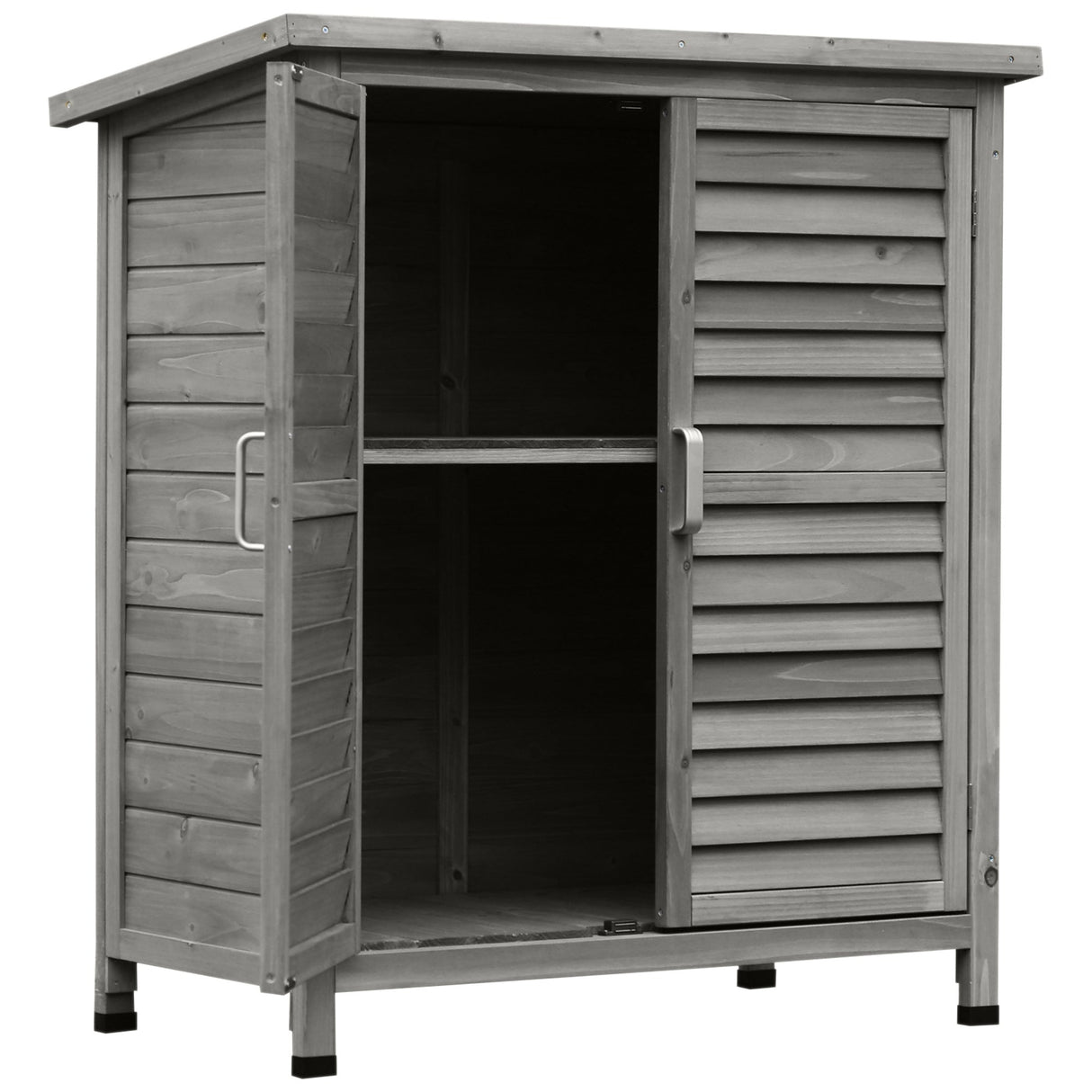 Garden Shed Wooden Storage Cabinet, Fir Wood, Grey