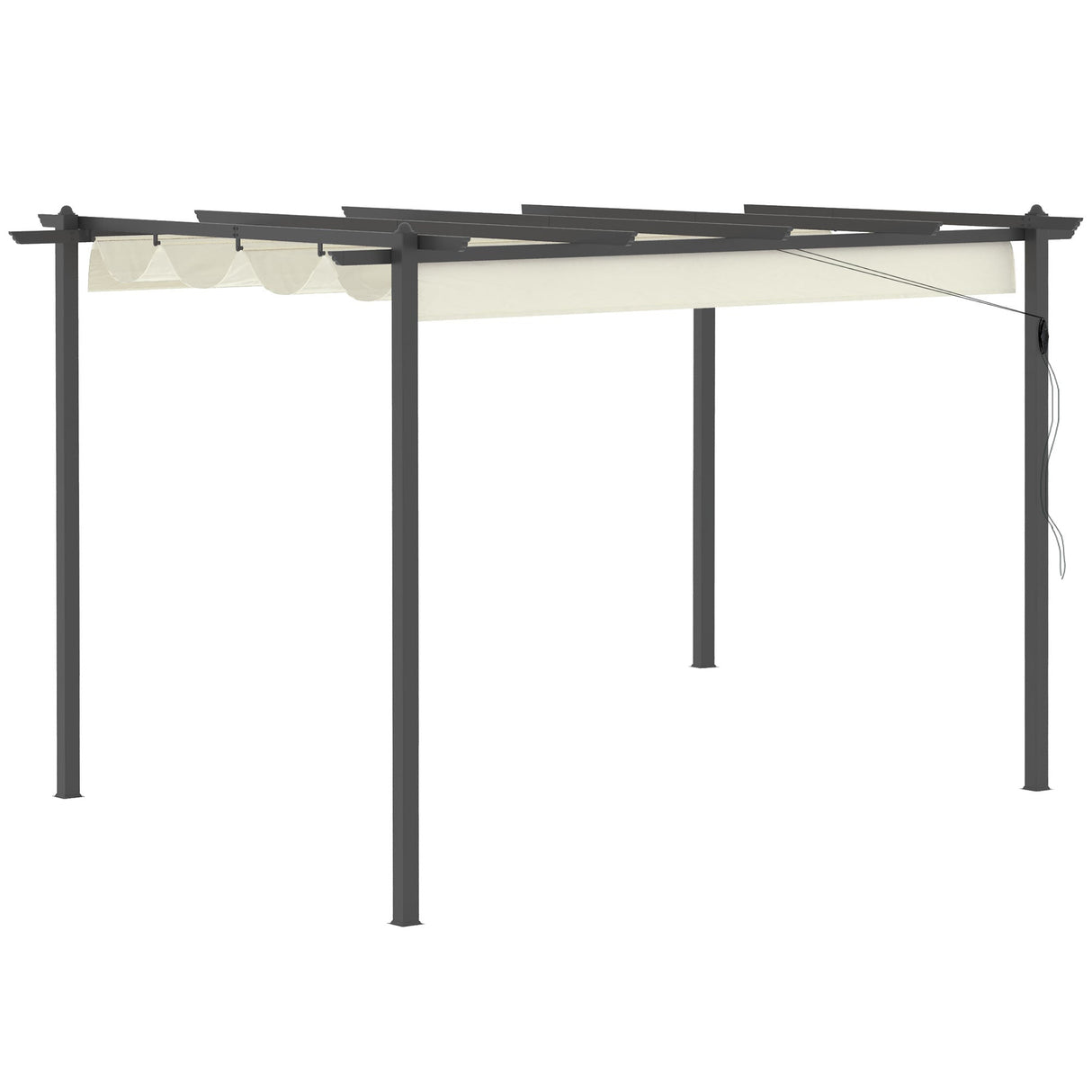 Pergola with Retractable Roof, 4 x 3m, Aluminium, Cream White