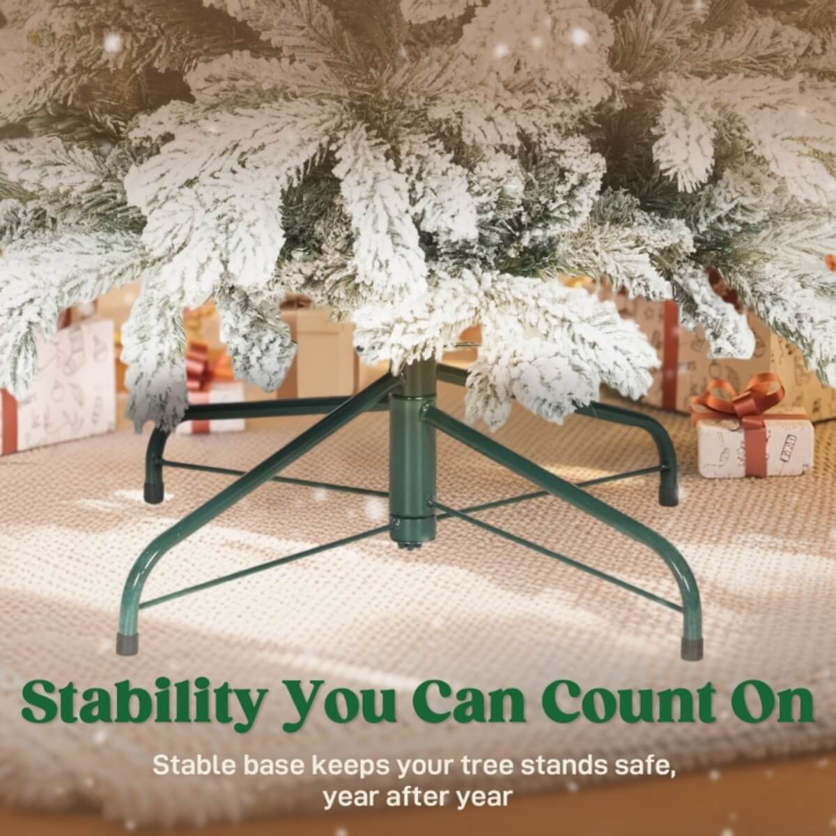 Artificial 6ft Flocked Christmas Tree – Lifelike Full Branches, Foldable Metal Stand, Home Holiday Décor
